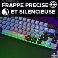 Herná klávesnica THE G-LAB Keyz Hydrogen, 60 % polomechanická, RGB podsvietenie, káblová, kompaktná TKL, sivá/čierna, PC/PS5 3