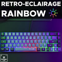 Herná klávesnica THE G-LAB Keyz Hydrogen, 60 % polomechanická, RGB podsvietenie, káblová, kompaktná TKL, sivá/čierna, PC/PS5 4