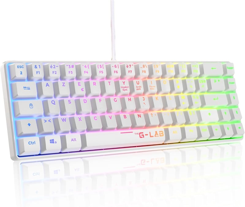 The G-Lab KeyZ Hydrogen 60%-os gamer billentyűzet, félig mechanikus, AZERTY - fehér