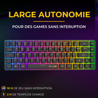 Bezdrôtová herná klávesnica G-LAB Keyz Hydrogen WL, 60 % s RGB podsvietením, čierna 5