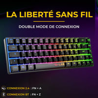 Bezdrôtová herná klávesnica G-LAB Keyz Hydrogen WL, 60 % s RGB podsvietením, čierna 4