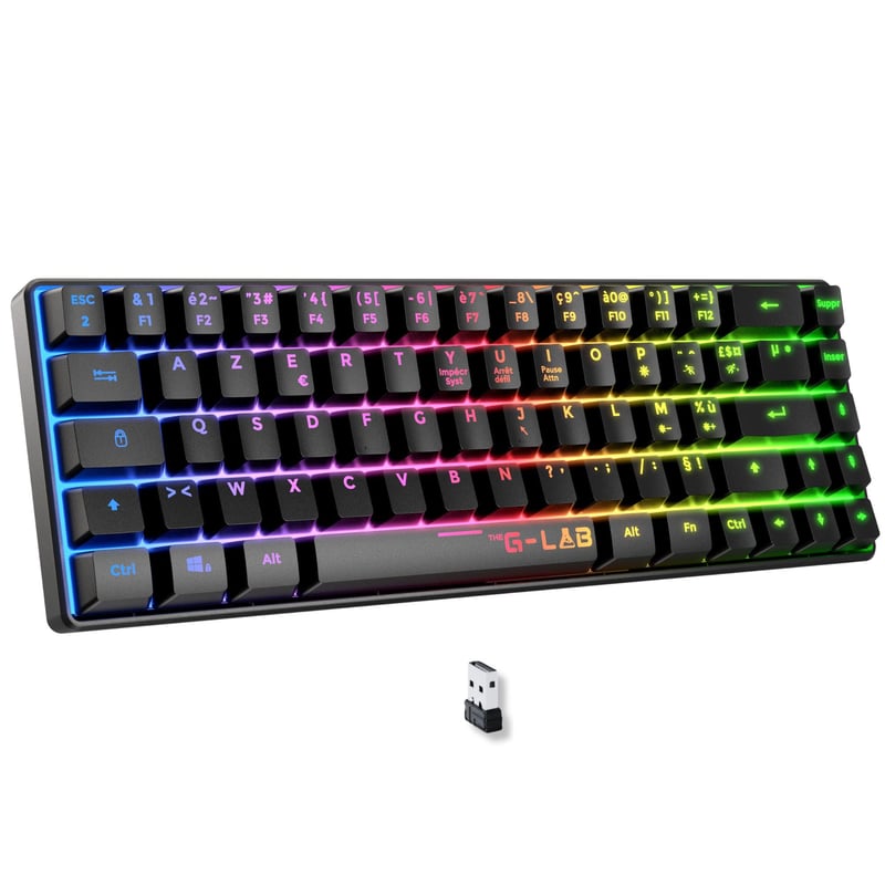 Bezdrôtová herná klávesnica G-LAB Keyz Hydrogen WL, 60 % s RGB podsvietením, čierna