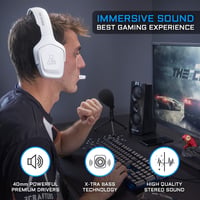 Herné slúchadlá G-LAB Korp Cobalt – biele, stereo mikrofón, ultraľahké, ultra basy, 3,5 mm jack – PC, PS4, PS5, Xbox One, Mac, Nintendo Switch 3