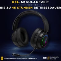 Bezdrôtové herné slúchadlá The G-Lab Korp Iridium, 2,4 GHz, Bluetooth, 45 h výdrž batérie, RGB, odnímateľný mikrofón, čierne, pre PS5, PS4, PC, Switch, Android 5