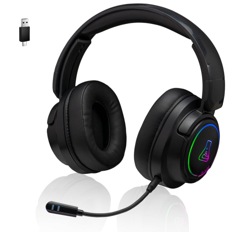 Bezdrôtové herné slúchadlá The G-Lab Korp Iridium, 2,4 GHz, Bluetooth, 45 h výdrž batérie, RGB, odnímateľný mikrofón, čierne, pre PS5, PS4, PC, Switch, Android