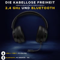 Bezdrôtové herné slúchadlá The G-Lab Korp Iridium, 2,4 GHz, Bluetooth, 45 h výdrž batérie, RGB, odnímateľný mikrofón, čierne, pre PS5, PS4, PC, Switch, Android 4