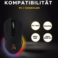 Káblová herná myš THE G-LAB Kult Helium – 6 tlačidiel, 7-farebné LED podsvietenie, optický senzor 800 – 6400 DPI, čierna – kompatibilná s PC, PS4, PS5 a Xbox One 5