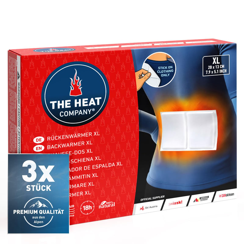 THE HEAT COMPANY Încălzitor pentru spate XL - 18 ore de căldură plăcută - Extra cald - Plasture autoîncălzitor