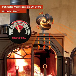Ventilator za kamin na toplinski pogon The Three Musketeers bez struje - crni