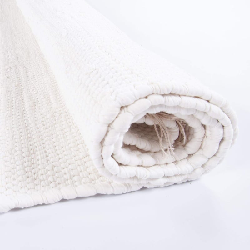 Theko Happy Cotton Síkszövött Szőnyeg Fehér 60x120 cm Kézzel Szőtt - 60 x 120 cm (Rectangular), White