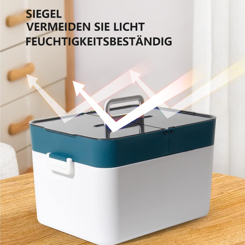 Theo&Cleo XXL Vintage gyógyszertartó fiók First Aid doboz sötétzöld színű otthoni patikai rendszerező