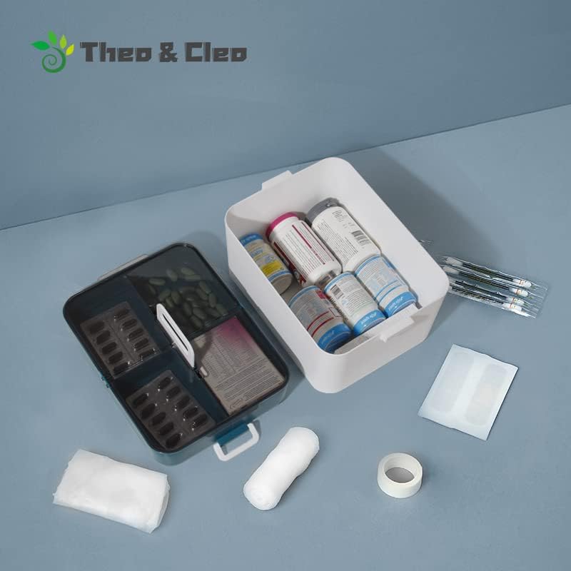 Theo&Cleo XXL Vintage gyógyszertartó fiók First Aid doboz sötétzöld színű otthoni patikai rendszerező