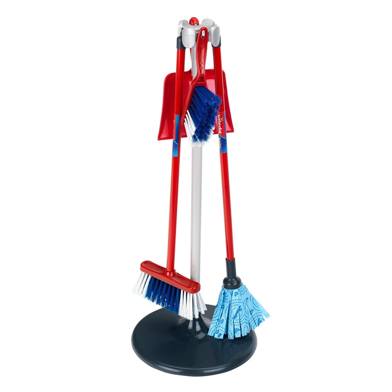 Theo Klein 6765 Stație de curățenie Vileda set de jucărie pentru copii – Mătură, mop și accesorii – 25x25x66 cm – De la 3 ani