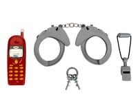 Detská policajná súprava Theo Klein 8860 – putá, píšťalka a hračkársky mobilný telefón, od 3 rokov 4