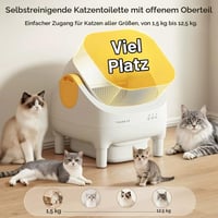 Thereye samočisteći mačji toalet XXL kapaciteta, otvorenog dizajna, upravljanja putem aplikacije, sigurnosnog senzora, uklanjanja neugodnih mirisa, zaštite od priklještenja, spremnika za otpad od 10 L, za više mačaka 2