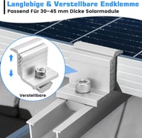 Therlan 2 modulos napelem tartó szett, színes acélcserép és lemez tetőhöz, 200 mm alumínium konzol 3