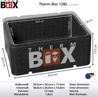 THERM BOX 12BL Polystyrénový box, chladiaci box 12 litrov, vnútorné rozmery 36x26x13 cm, opakovane použiteľný, izolovaný termobox, polystyrén 2