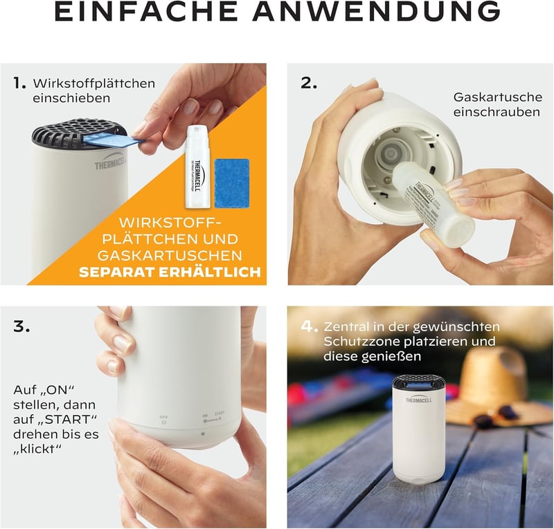 Thermacell Szúnyogriasztó Készülék 20m² Hatótáv Szagtalan Gyors Hatás Fehér