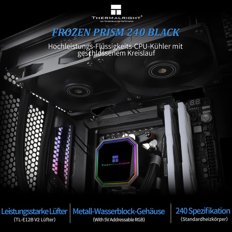 Thermalright Frozen Prism 240 fekete CPU vízűtő 2 PWM ventilátorral