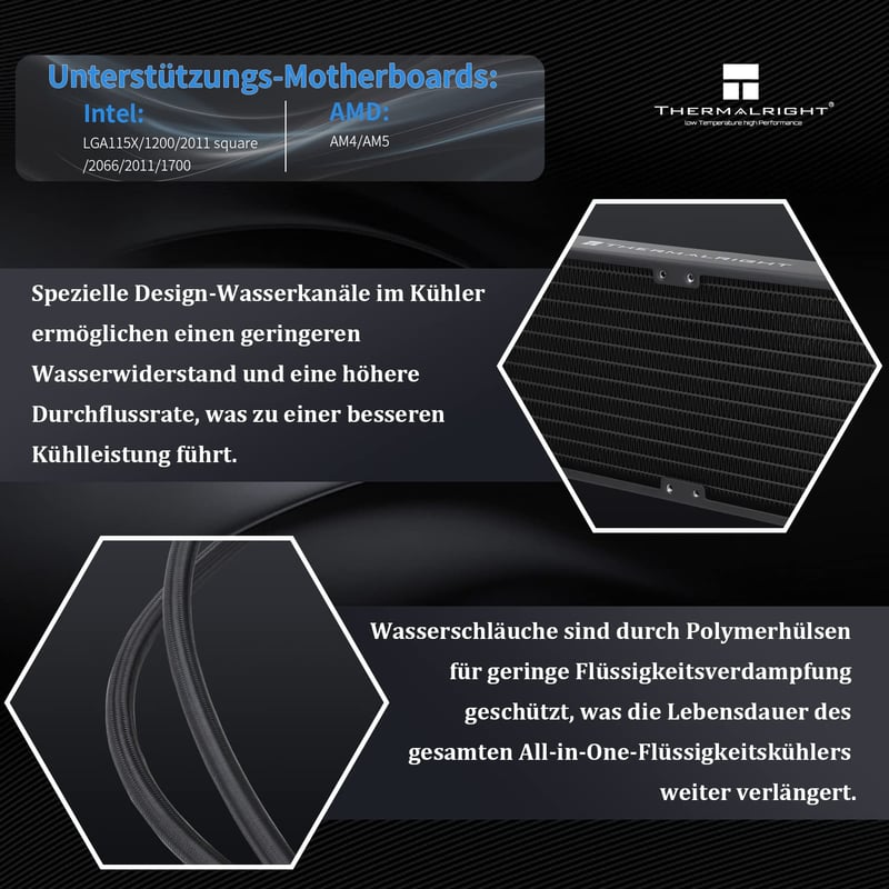 Thermalright Frozen Prism 240 fekete CPU vízűtő 2 PWM ventilátorral
