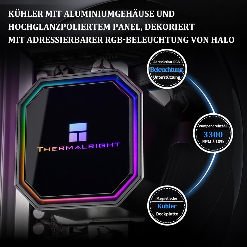 Thermalright Frozen Prism 240 fekete CPU vízűtő 2 PWM ventilátorral