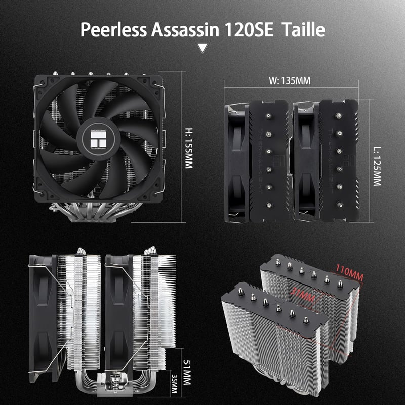 Thermalright Peerless Assassin 120 SE CPU hűtő, 6 heatpipe, 120mm ventilátor