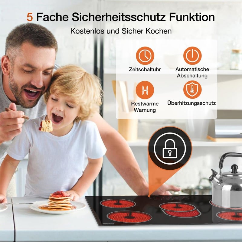 ThermoMate CHTB915 90 cm-es üvegkerámia főzőlap 5 zónás érintésvezérlés