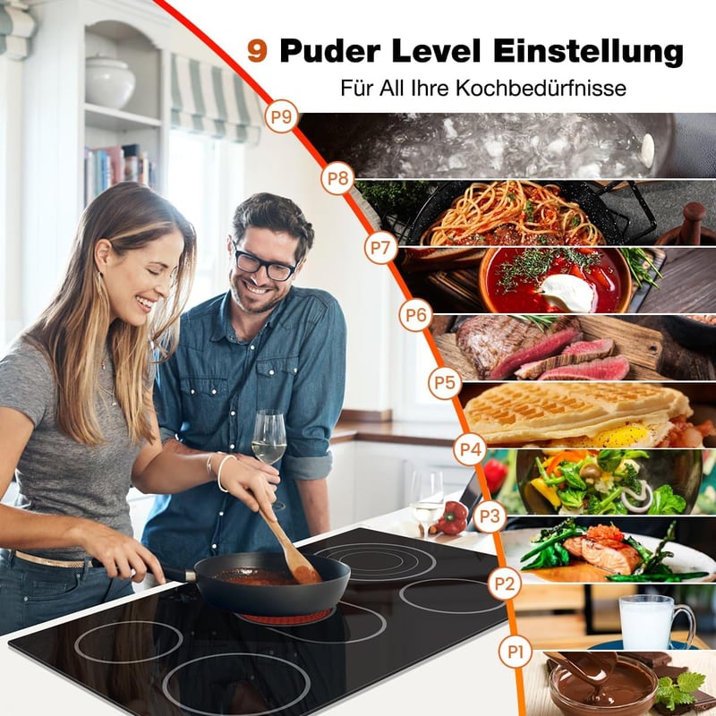 ThermoMate CHTB915 90 cm-es üvegkerámia főzőlap 5 zónás érintésvezérlés