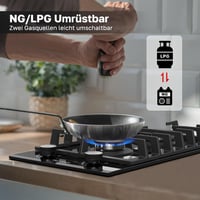ThermoMate GHBG302 2 égős beépíthető gázfőzőlap 30 cm, propán és földgáz, üveg felület, fekete 4