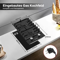 ThermoMate GHBG302 2 égős beépíthető gázfőzőlap 30 cm, propán és földgáz, üveg felület, fekete 7
