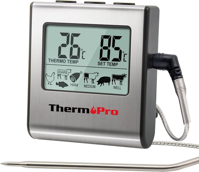 ThermoPro TP16 Digitális Húshőmérő Sütőhőmérő Grillhőmérő Időzítővel