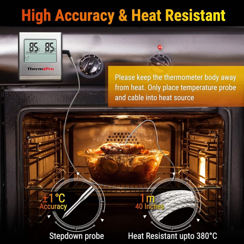ThermoPro TP16 Digitális Húshőmérő Sütőhőmérő Grillhőmérő Időzítővel