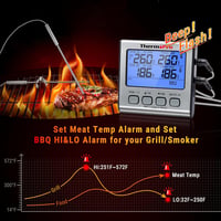 ThermoPro TP17 Digitális Húshőmérő Grillezéshez és Sütéshez - Két Rozsdamentes Acél Szondával, Időzítővel, Kék Háttérvilágítással, 300°C-ig 5