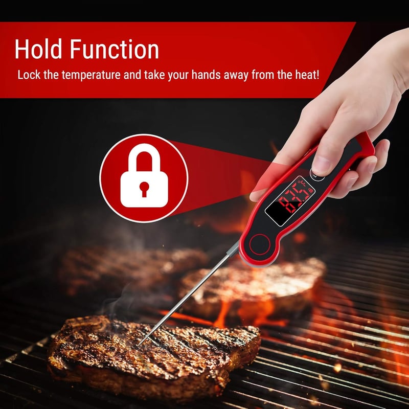 ThermoPro TP19 Vízálló Digitális Húshőmérő ±0,5°C Pontossággal, 2-3mp Válaszidővel, Sütéshez, Borhoz, Grillezéshez, LCD Kijelzővel