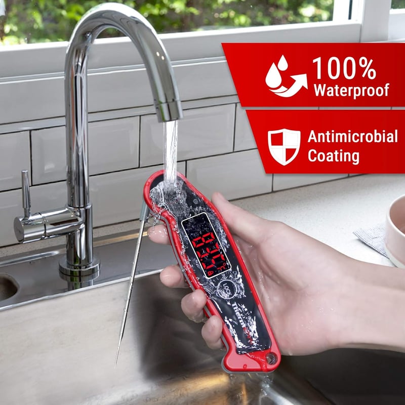 ThermoPro TP19 Vízálló Digitális Húshőmérő ±0,5°C Pontossággal, 2-3mp Válaszidővel, Sütéshez, Borhoz, Grillezéshez, LCD Kijelzővel
