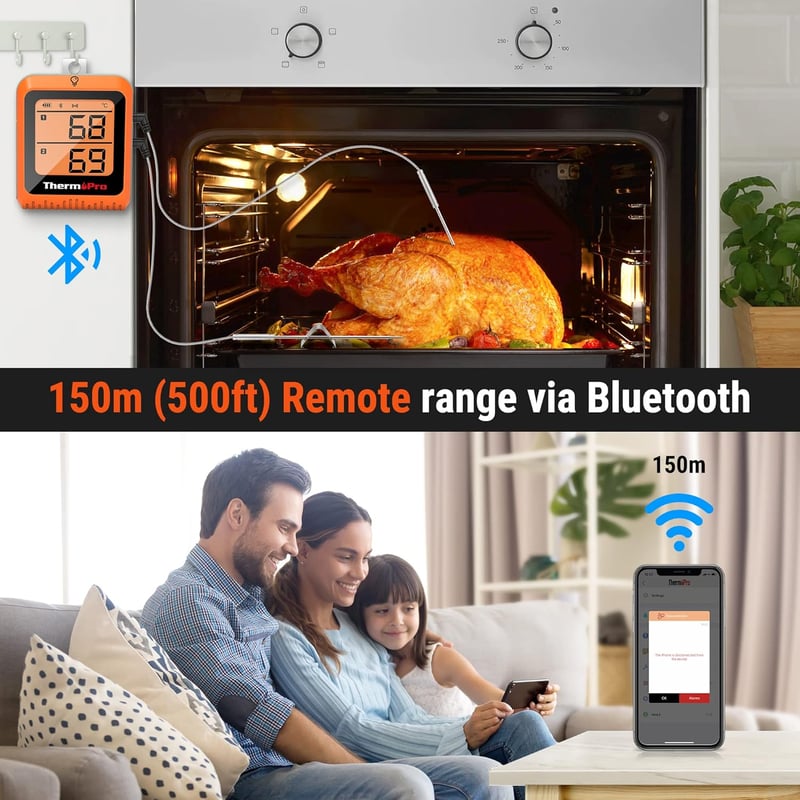 ThermoPro TP25H2 Bluetooth Konyhai Hőmérő Időzítővel és Riasztással