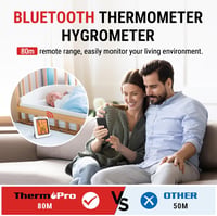 ThermoPro TP350 Bluetooth Hőmérő és Páratartalom Mérő 80m Hatótávval - Adatexportálás, Alkalmazásvezérlés Otthonhoz, Irodához, Borpincéhez 4