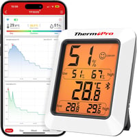 ThermoPro TP350 Bluetooth Hőmérő és Páratartalom Mérő 80m Hatótávval - Adatexportálás, Alkalmazásvezérlés Otthonhoz, Irodához, Borpincéhez 1