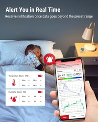 ThermoPro TP357 Bluetooth Hőmérő és Páramérő Szett (2db) - 80m Hatótáv, Applikációval, Adatgrafikonnal, Smiley Kijelzővel Otthonra, Irodába, 3