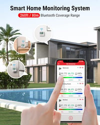 ThermoPro TP357 Bluetooth Hőmérő és Páramérő Szett (2db) - 80m Hatótáv, Applikációval, Adatgrafikonnal, Smiley Kijelzővel Otthonra, Irodába, 2