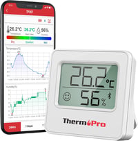 ThermoPro TP357 Bluetooth Hőmérő és Páramérő - 80m Hatótáv, Applikációval, Adatgrafikonnal, Smiley Kijelzővel Otthonra, Irodába, Borpincébe 1
