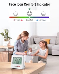ThermoPro TP357 Bluetooth Hőmérő és Páramérő Szett (2db) - 80m Hatótáv, Applikációval, Adatgrafikonnal, Smiley Kijelzővel Otthonra, Irodába, 4