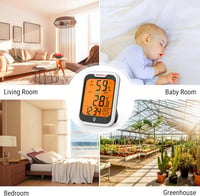 ThermoPro TP358 Bluetooth hőmérő és páratartalom mérő éjszakai fénnyel, időkijelzéssel, ±0,5°C pontossággal, 80m hatótávval hálószobába, iro 4