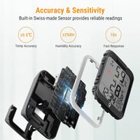 ThermoPro TP358 Bluetooth hőmérő és páratartalom mérő éjszakai fénnyel, időkijelzéssel, ±0,5°C pontossággal, 80m hatótávval hálószobába, iro 5