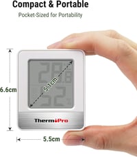 ThermoPro TP49 Digitális Mini Hőmérő és Páramérő Szett (2db) - Beltéri Klímafigyelő Mosolygós Ikonnal, Fekete-Fehér 6