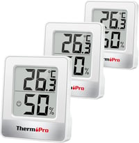 ThermoPro TP49W-3 Digitális Mini Hőmérő és Páramérő - 3 db Fehér Szobai Hőmérséklet és Páratartalom Mérő Mosolygós Indikátorral 1