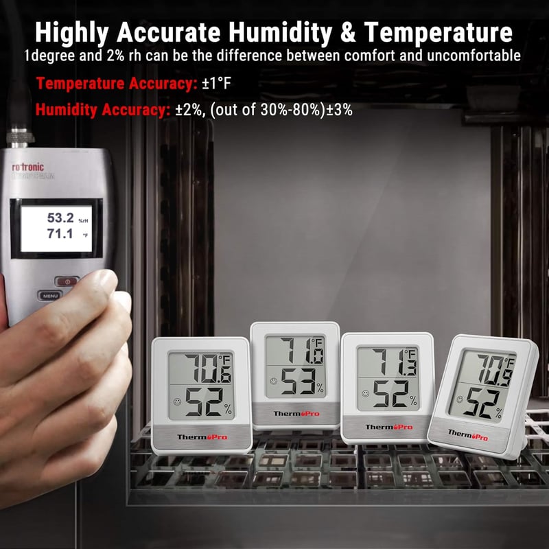ThermoPro TP49W-3 Digitális Mini Hőmérő és Páramérő - 3 db Fehér Szobai Hőmérséklet és Páratartalom Mérő Mosolygós Indikátorral