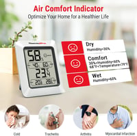 ThermoPro TP50 Digitális Hőmérő és Páratartalom Mérő - Szobai Hőmérséklet Monitor Komfort Zóna Jelzéssel, Mágneses Tartóval, Asztali Állvánn 4