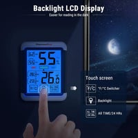 ThermoPro TP55 Digitális Hőmérő és Páratartalom Mérő - 2 db-os Szett Beltéri Klímafigyeléshez, Érintőképernyős, Háttérvilágítással, Min/Max  5