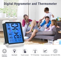 ThermoPro TP55 Digitális Hőmérő és Páratartalom Mérő - 2 db-os Szett Beltéri Klímafigyeléshez, Érintőképernyős, Háttérvilágítással, Min/Max  2
